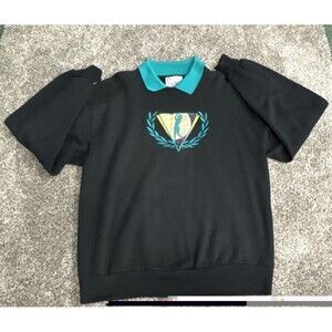 Striking Effects Golfing Black ~ Turquoise Collar Golding Emblem Pullover Size L